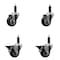 Service Caster 3'' Black Poly Wheel Swivel 1'' Expanding Stem Caster Set 2 Brakes, 4PK SCC-EX20S314-PPUB-BLK-2-PLB-2-1 - alternate 1